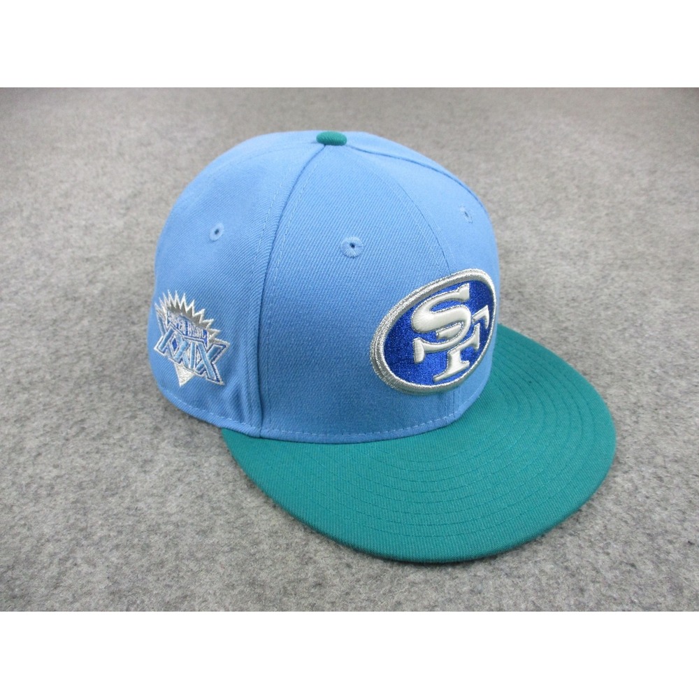 San Francisco 49ers Hat Cap Fitted Mens 7 3/8 Blue NFL Football Super Bowl Patch